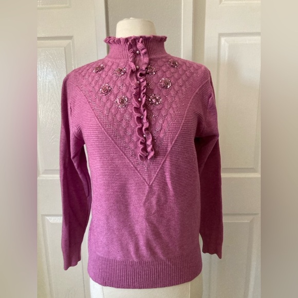 cashmere & wool beatiful pink sweater size small - Picture 1 of 8